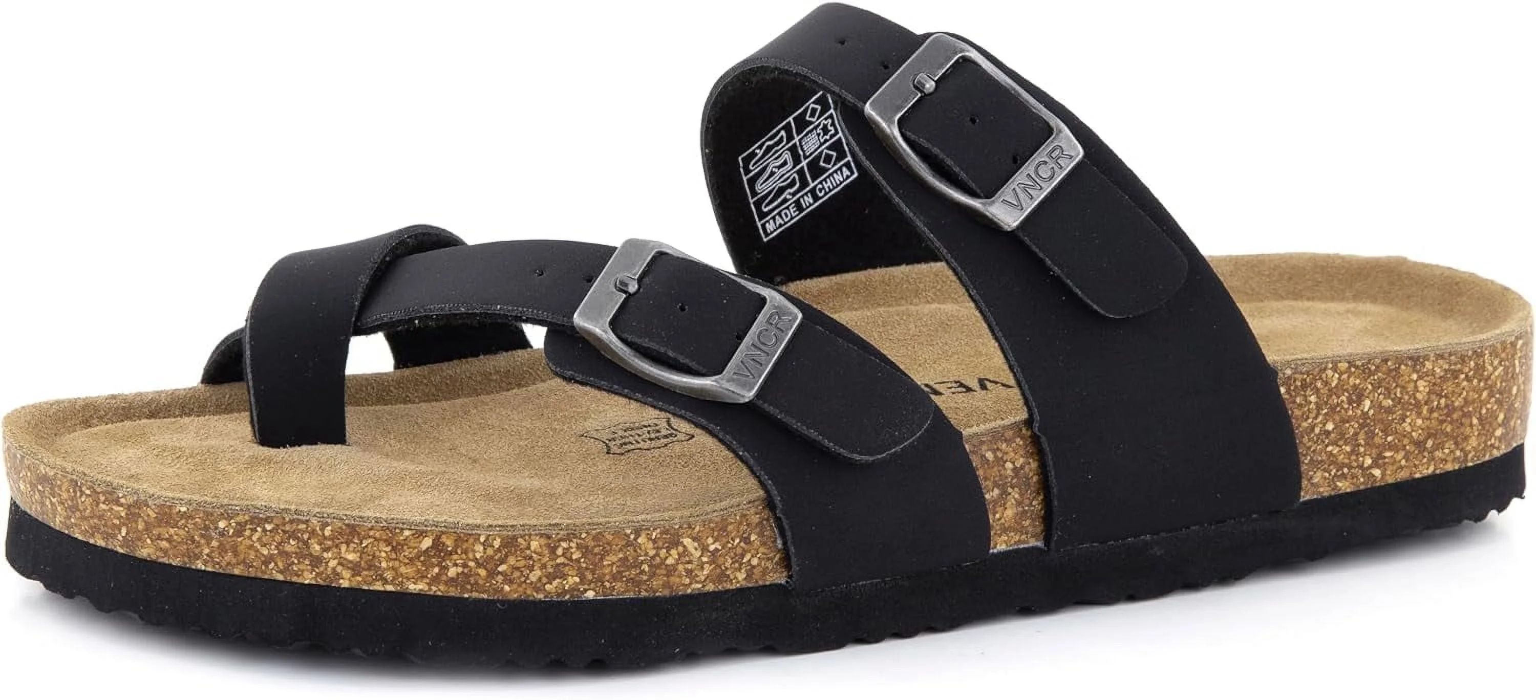 VENECORE Arena Women's Cork Footbed Sandals Summer Comfortable Cushioned Slide Flat Slip-on, Blac... | Walmart (US)