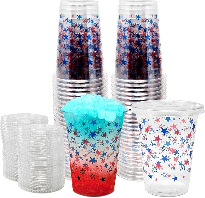 Gift Boutique Patriotic Cups 50 Pack 4th of July Disposable Plastic Cups, 16 oz Clear Drinkware w... | Amazon (US)