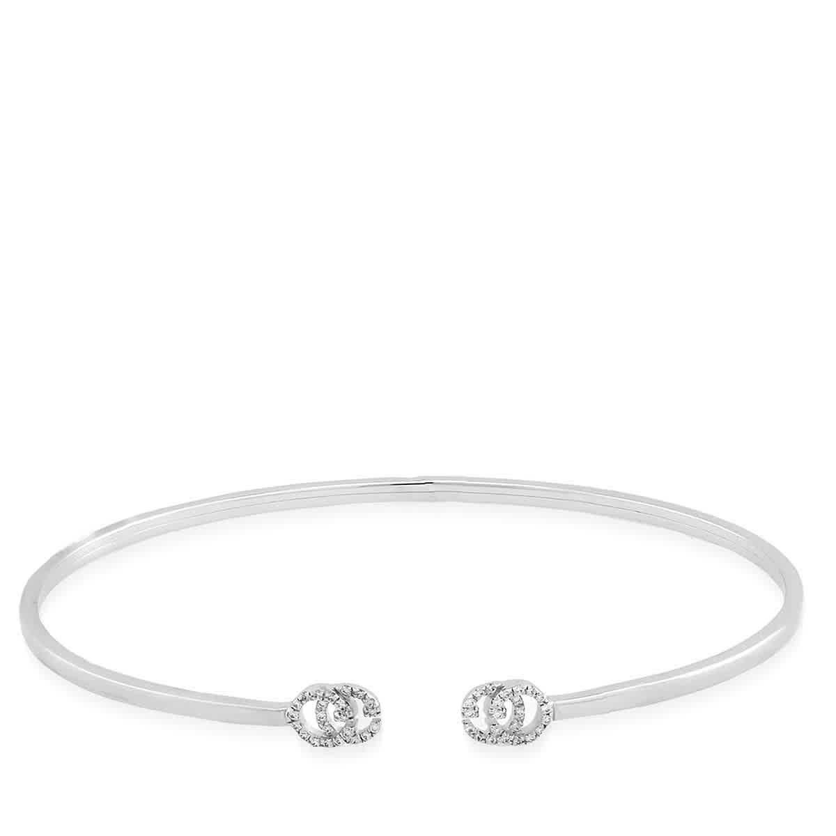 Gucci Running GG Cuff Bracelet with Diamond G's in 18kt White Gold | Jomashop.com & JomaDeals.com
