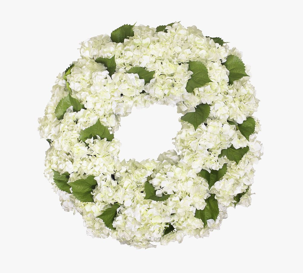 Faux Mixed White Hydrangea Wreath | Pottery Barn (US)