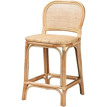 Baxton Studio Adrena Counter Stool, One Size, Natural Brown | Amazon (US)