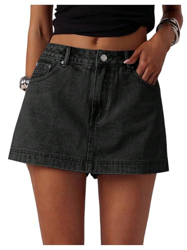 MakeMeChic Women's Jean Denim Skirt Shorts Y2k Mini Skirt Denim Skorts Streetwear | Amazon (US)