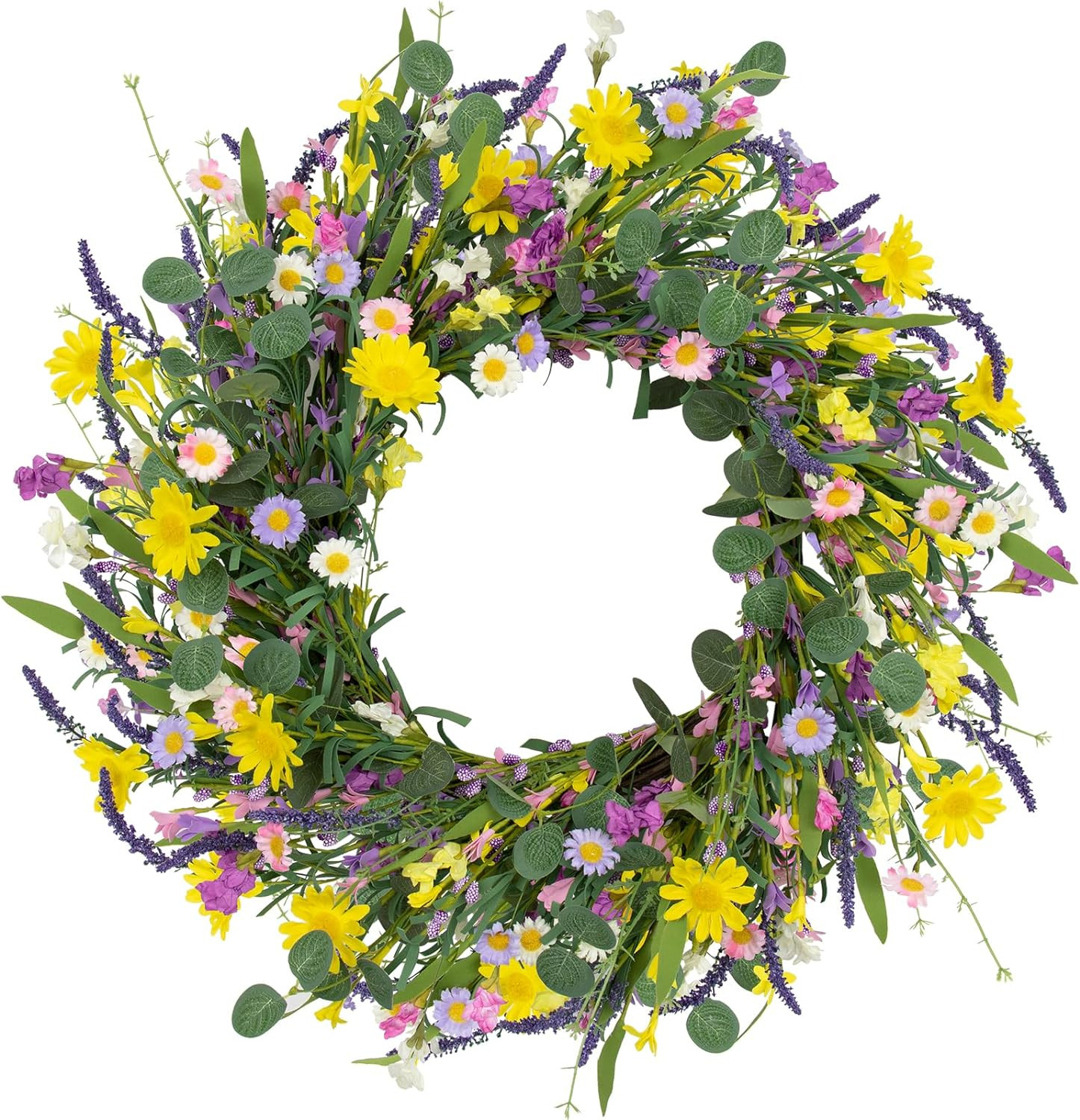Spring Decorations for Home 22" Spring Wreath Artificial Summer Wreaths with Eucalyptus Leaf Lave... | Amazon (US)