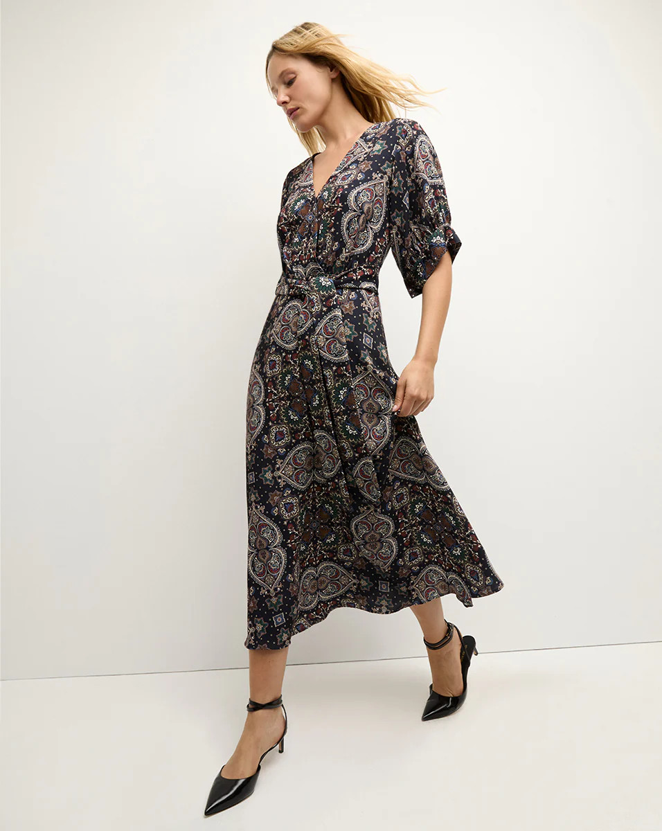Wyatt Kaleidoscope-Print Dress in Navy Multi | Veronica Beard | Veronica Beard