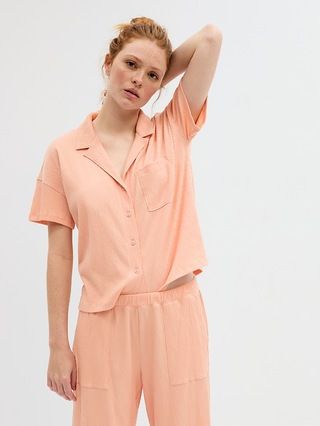 Relaxed Crinkle Cotton PJ Shirt | Gap Factory
