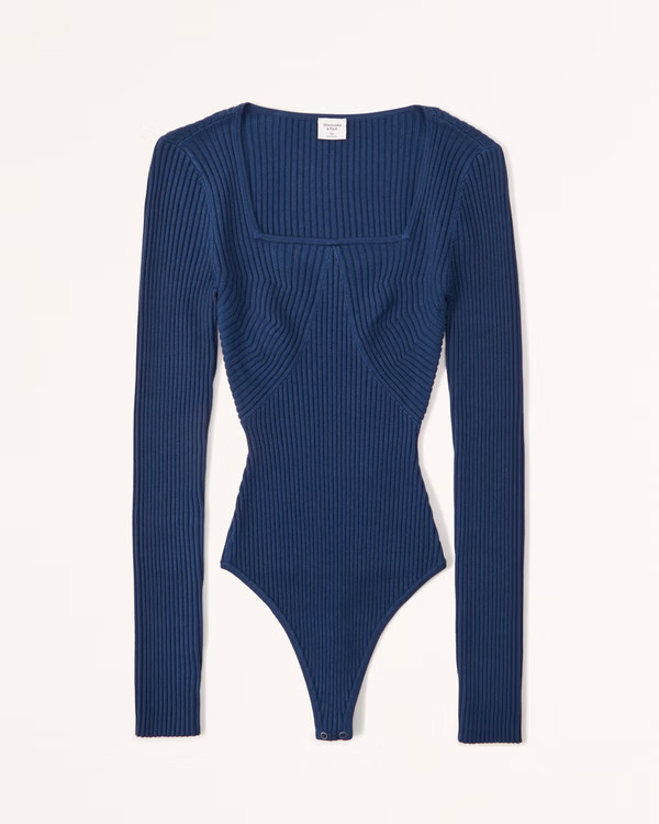 Women's Long-Sleeve Squareneck Sweater Bodysuit | Women's | Abercrombie.com | Abercrombie & Fitch (US)