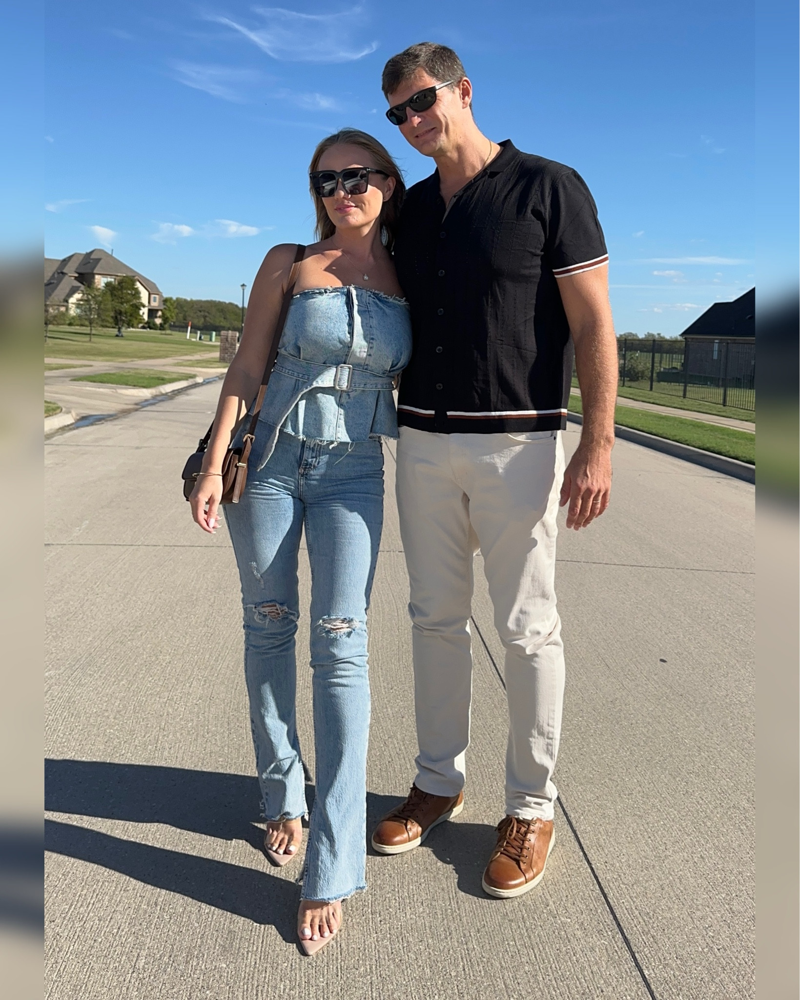 My outfit is from Zara
Nick’s shirt is Amazon, in regular sizes (not big and tall)!