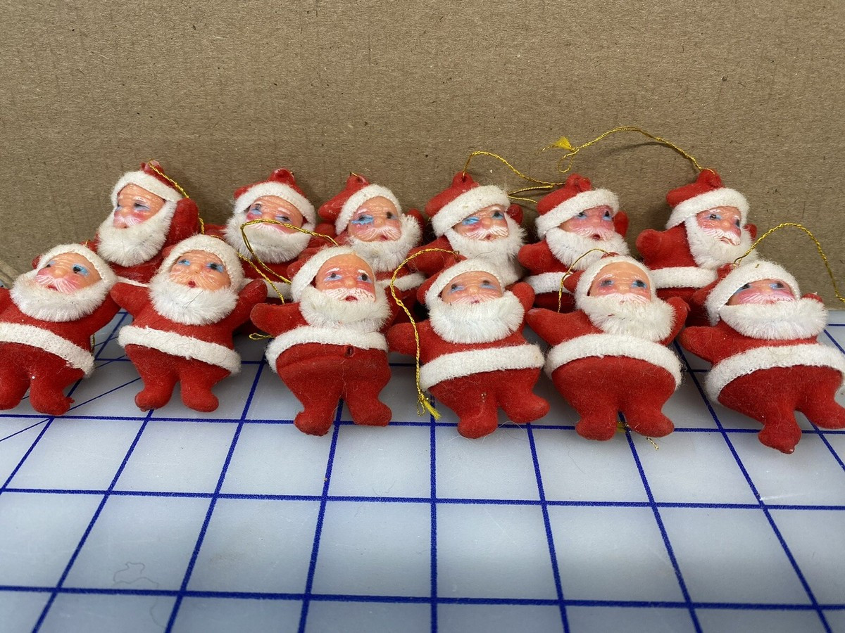 Vintage Miniature Flocked Dancing Santa  Christmas Ornaments Lot Of 12  | eBay | eBay US