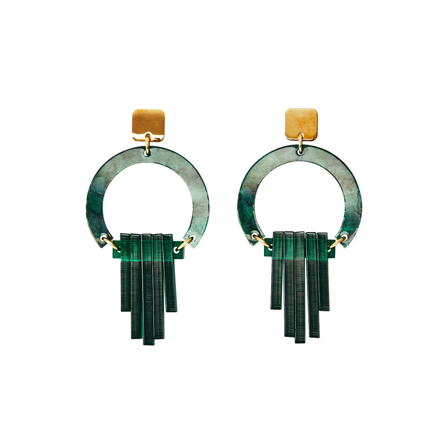 Art Deco Chandelier Earrings - Emerald Pearl | Wolf & Badger