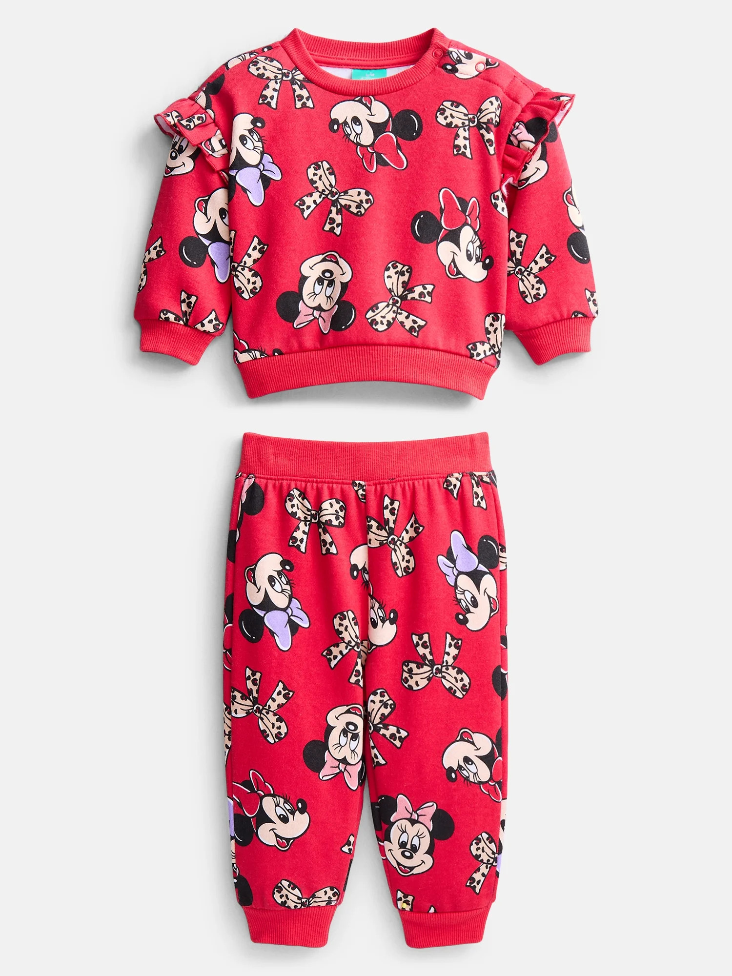 Minnie Mouse Baby Girls Fleece Sweatshirt and Pants Set, 2 Piece, Sizes 0/3M-24M | Walmart (US)