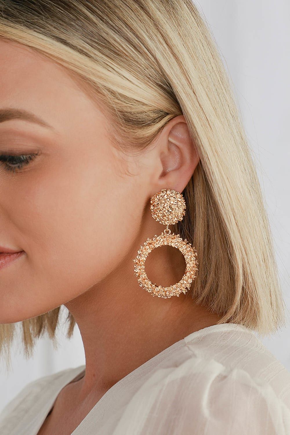 Creative Muse Gold Textured Circle Earrings | Lulus (US)