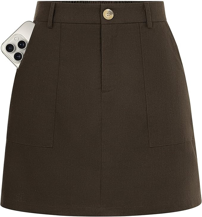Kate Kasin Women Linen Mini Skirt with Shorts Underneath High Waisted Skort | Amazon (US)