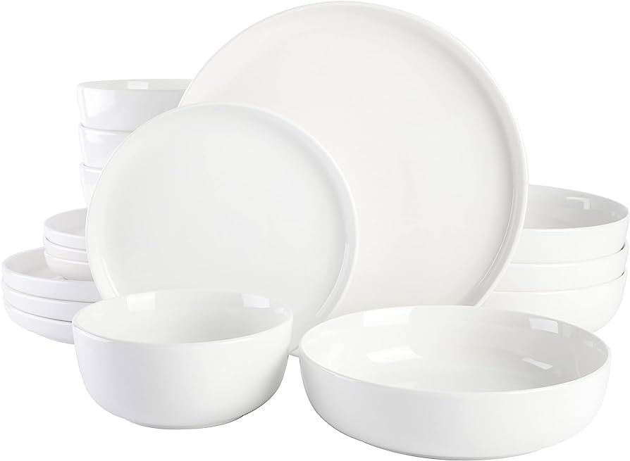 Gibson Home Oslo Porcelain Chip and Scratch Resistant Dinnerware Set, Service for 4 (16pcs), Whit... | Amazon (US)