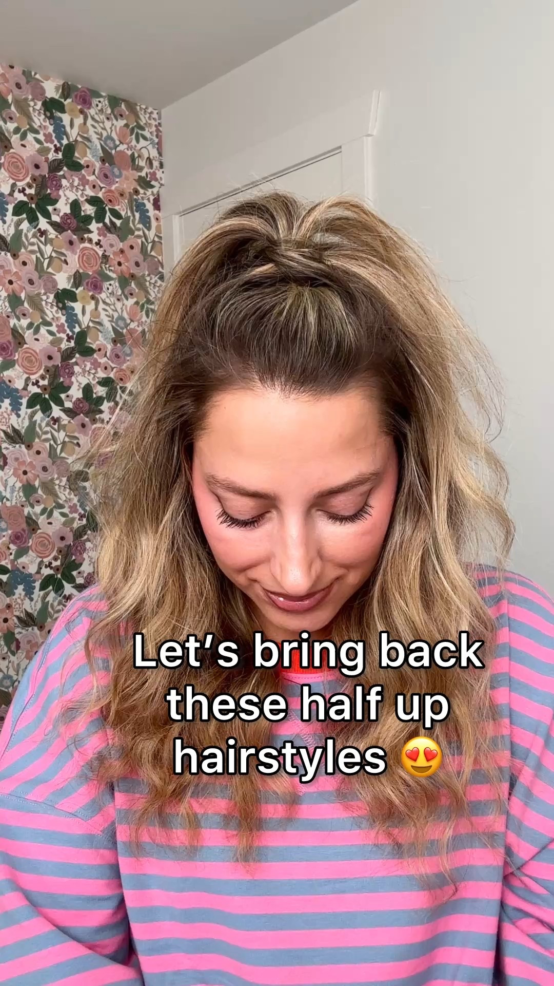 Bringing back half up hairstyles like this again! I sized up in the sweatshirt for an over sized fit. 
#halfuphairstyle #hairtutorial #easyhairstyles #stripedsweatshirt #freepeople #amazonfinds #amazonfashion #amazonhaul #colorwow 

#LTKootd #LTKMidsize #LTKHome