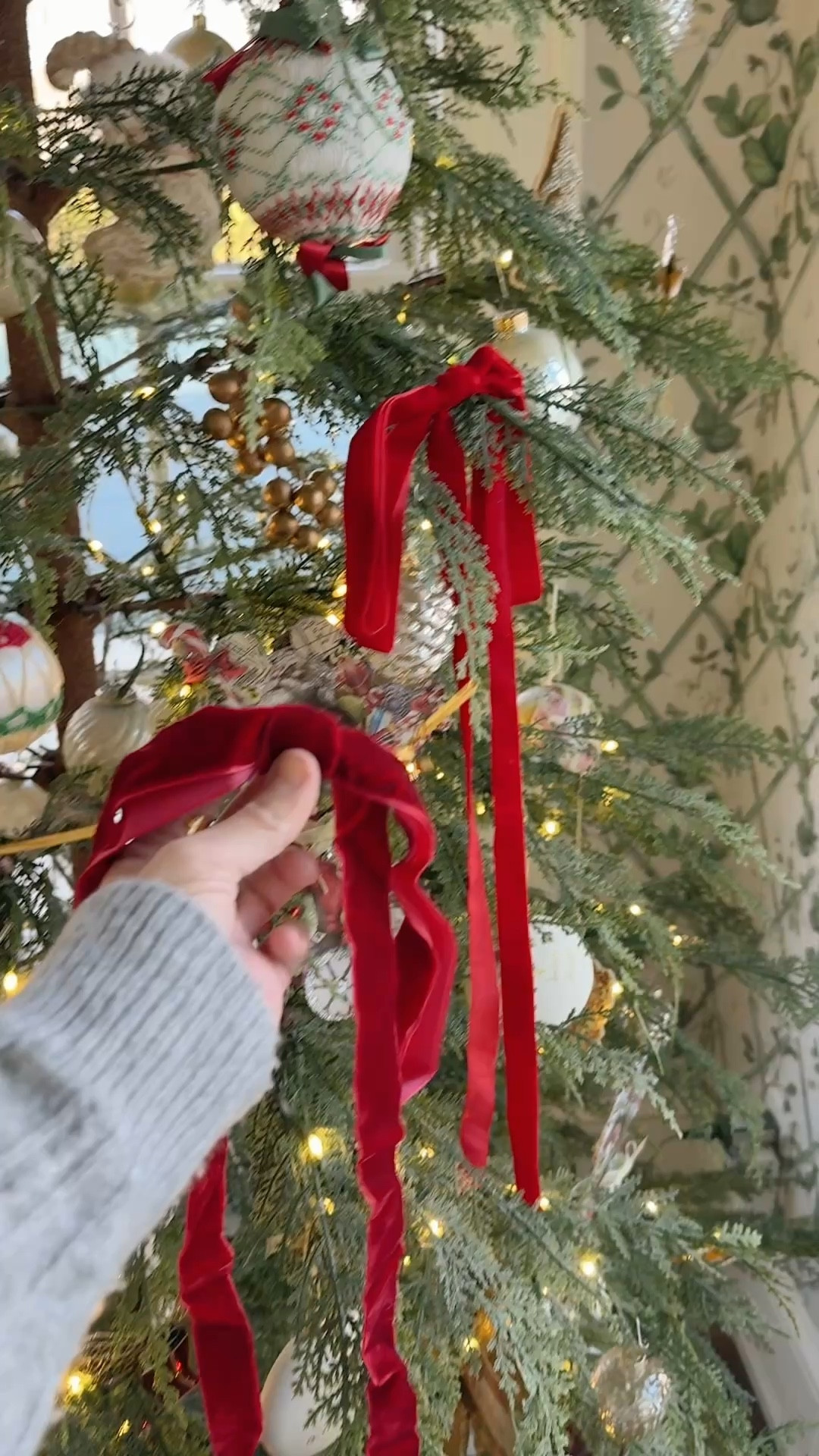 Velvet bow comparison. The one in the tree is target & the one in my hand is Amazon. 

#LTKHoliday #LTKHome #LTKSeasonal