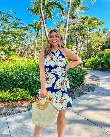 Lulus floral print halter dress, mini dress, vacation dress, summer dress, flower earrings, straw handbag, platform sandals, Amazon sunglasses 

#LTKitbag #LTKstyletip #LTKfindsunder50