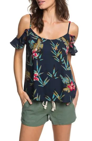 Women's Roxy Dreamland Groove Floral Print Cold Shoulder Top | Nordstrom