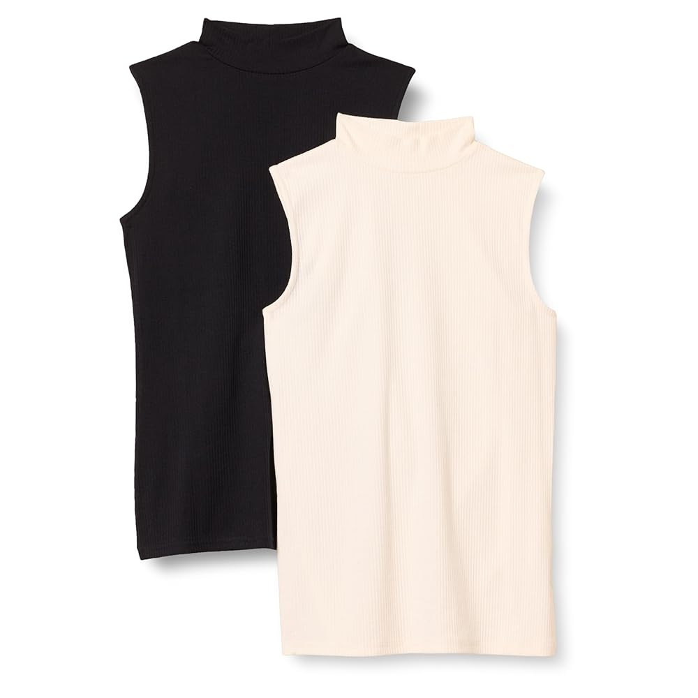 Amazon Essentials Women's Mock-Neck Slim-Fit Rib-Knit Sleeveless Top, Pack of 2 | Amazon (US)