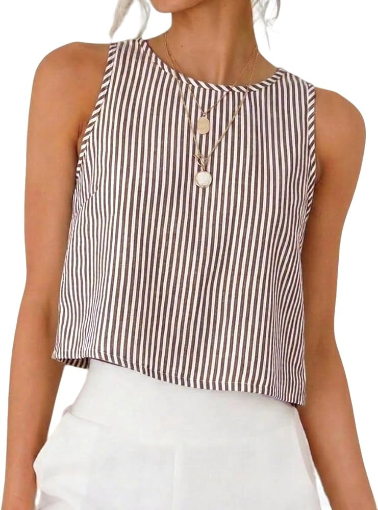 IDEALSANXUN Womens Gingham Crop Tank Tops 2026 Spring Summer Sleeveless Vest Top | Amazon (US)