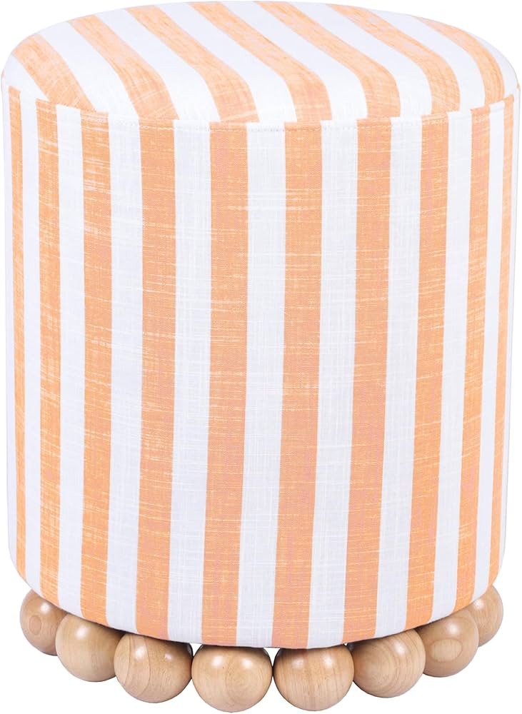 Tov Furniture Dex Salmon Pink Striped Linen Ottoman | Amazon (US)