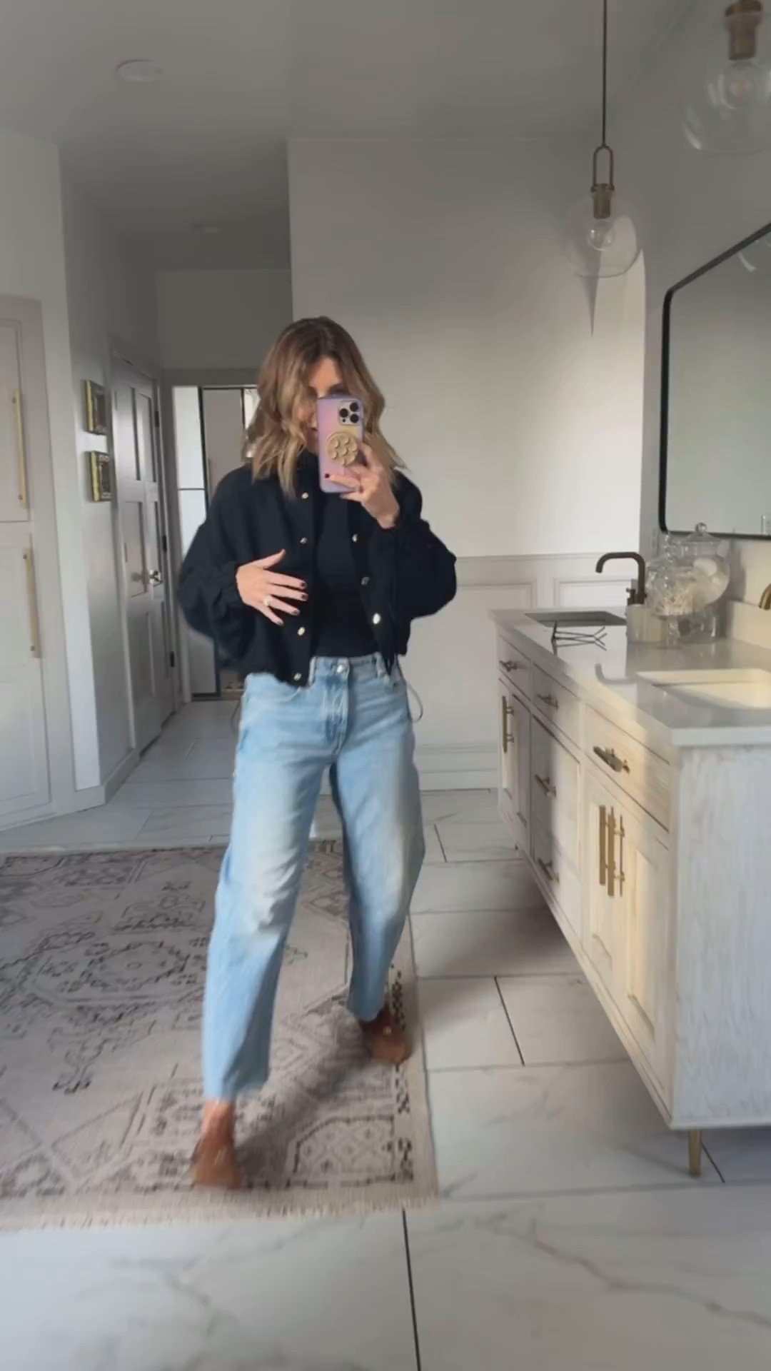 Wearing a size 27
Small jacket
Size 6 turtleneck 



#LTKSaleAlert #LTKootd #LTKOver40