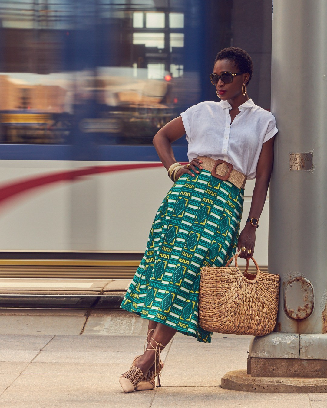 Summer goes very well with a bold skirt and a white linen top! Elevated Casual outfit, Summer looks, linen, J.Crew, Farm Rio, Saks, Larroudé, lace-up heels, classy fashion

#LTKOver40 #LTKStyleTip #LTKShoeCrush