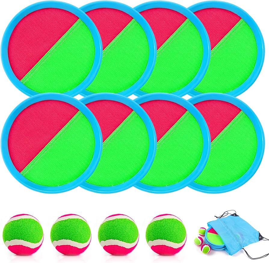 Ayeboovi Toss and Catch Ball Set with 8 Paddles 4 Balls Outdoor Toys for Kids Beach Toys Outside ... | Amazon (US)