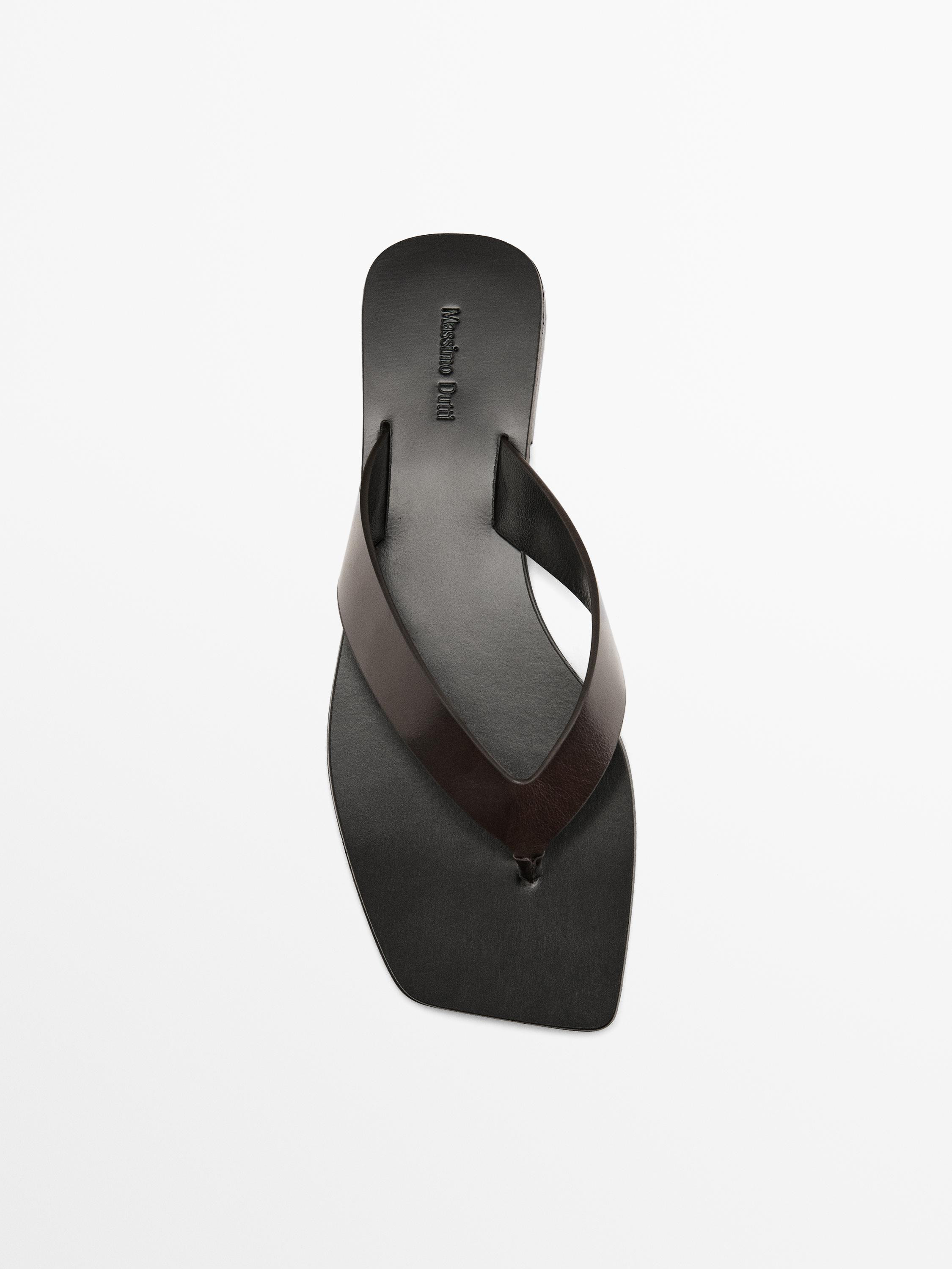 Leather toe divider sandals | Massimo Dutti UK