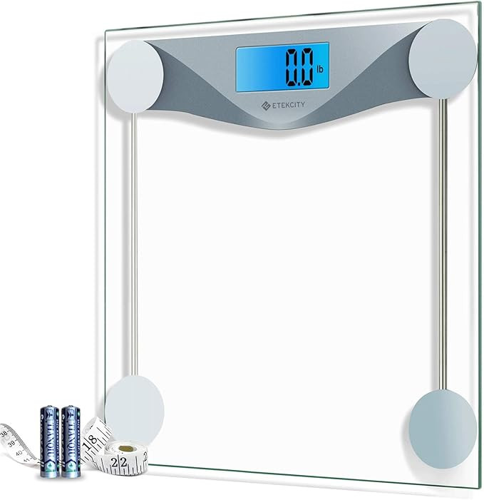 Etekcity Digital Body Weight Bathroom Scale with Body Tape Measure, Large Blue LCD Backlight Disp... | Amazon (US)