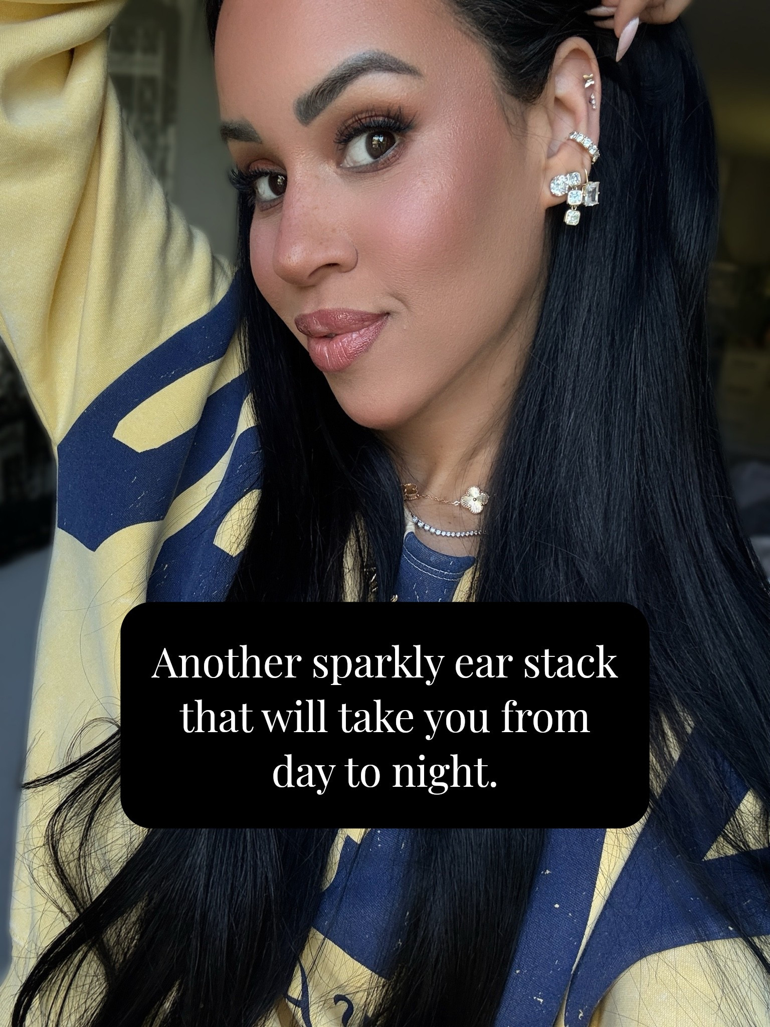 Obsessed with this ear stack! A couple of these are old, but I’m linking affordable similar ones so you can recreate this sparkly stack! Jewelry lovers. Diamonds on a budget. Look for less!