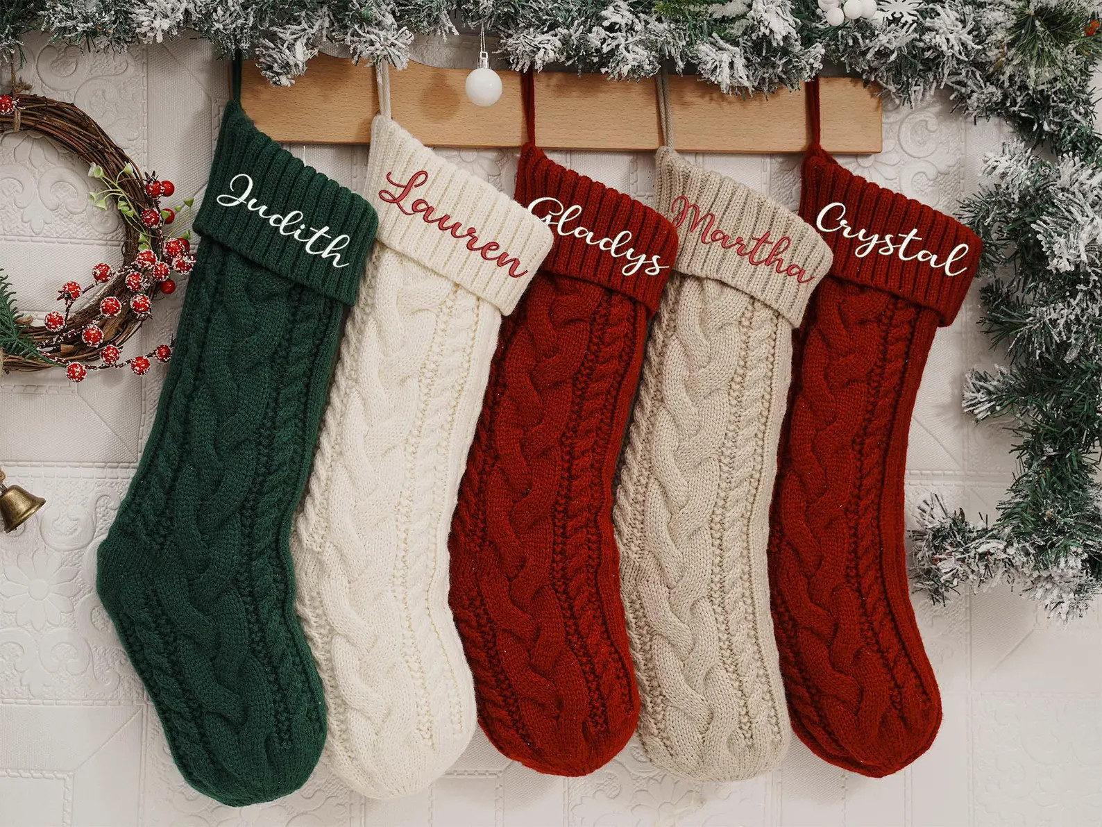 Personalized Family Christmas Stockings,2024 Embroidered Christmas Stocking,Knitted Stockings Wit... | Etsy (US)