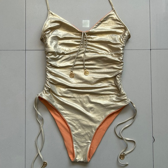Luli Fama Reversible Gold One Piece Swimsuit | Poshmark
