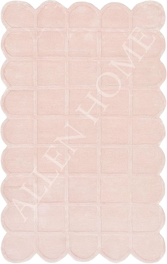 Allen Home Selena Scallop Area Rug – 3’ x 5' – Handmade Wool Area Rugs – Pink – Anti-Sk... | Amazon (US)
