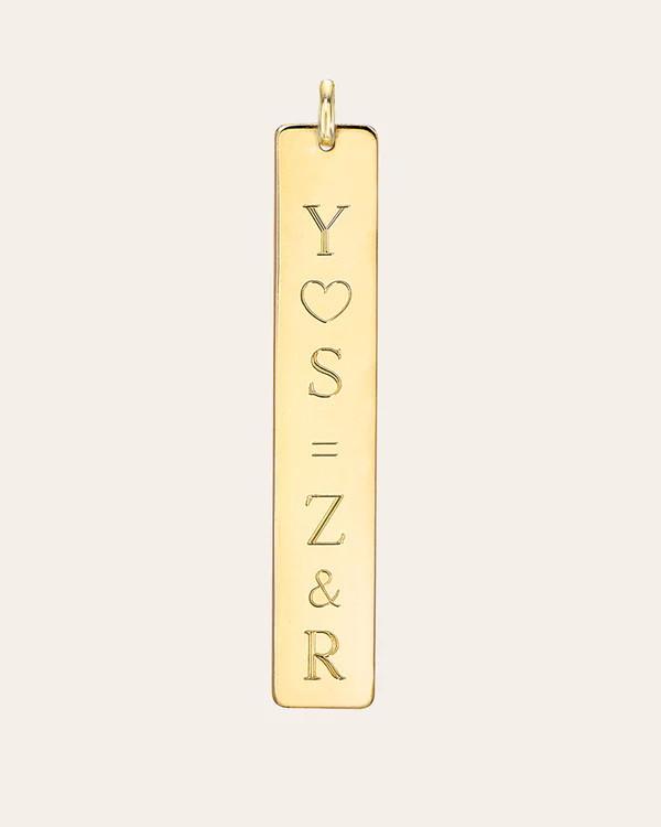 14k Gold Vertical Nameplate Pendant | Zoe Lev Jewelry