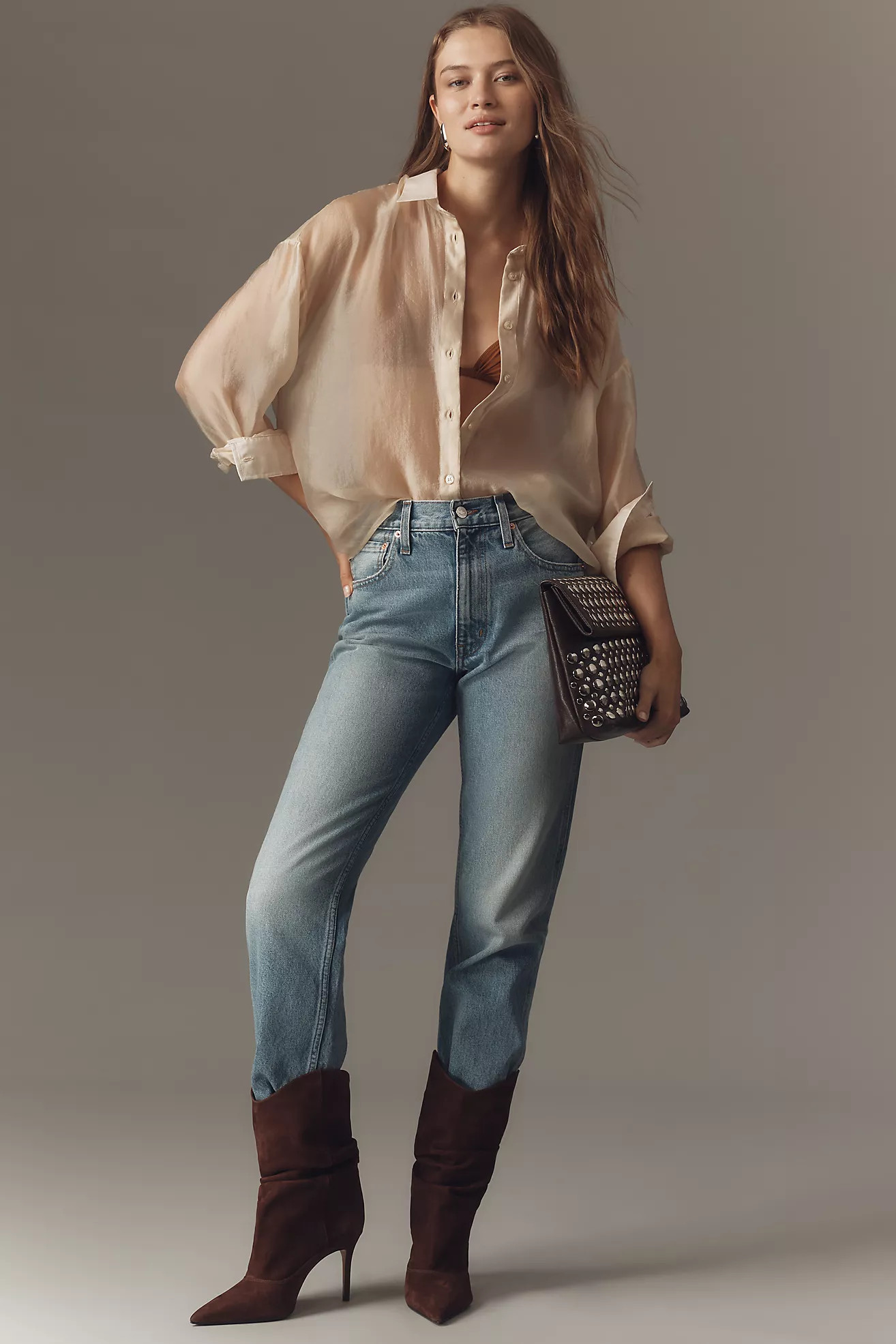 By Anthropologie Sheer Long-Sleeve Buttondown | Anthropologie (US)