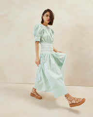 Anais Green Peasant Smocked Dress | Loeffler Randall