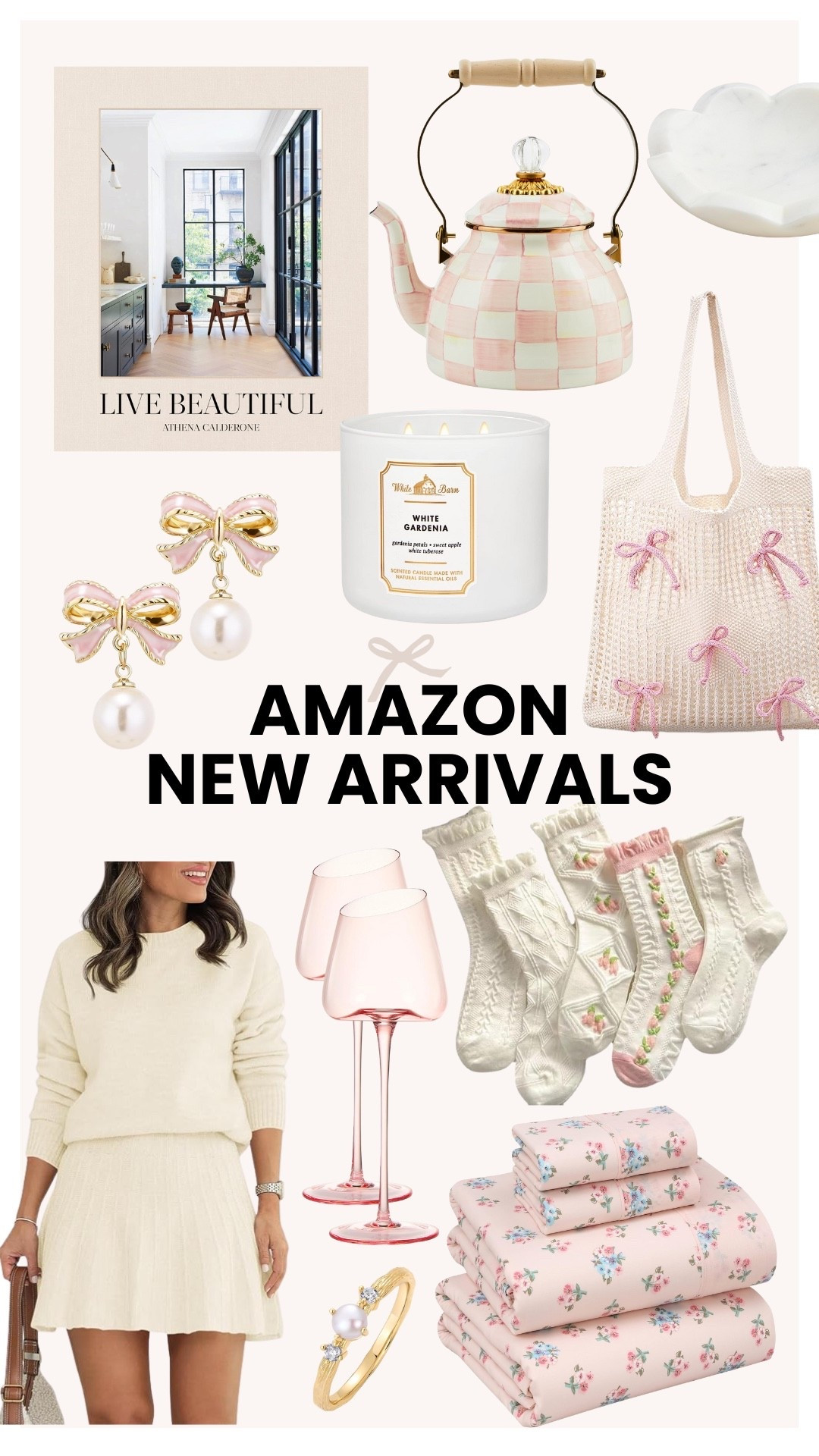 Amazon new arrivals that I’m loving! The coffee table book and white gardenia candle are perfect additions to your home decor! Plus, I’m loving the pink bow earrings, tote bag, and socks! They would make perfect gifts for christmas! 

#LTKHoliday #LTKGiftGuide #LTKFindsUnder100