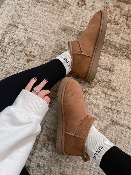 Ugg ultra mini boots, Celine socks, Amazon leggings, casual winter style 

#LTKshoecrush #LTKFind #LTKunder50