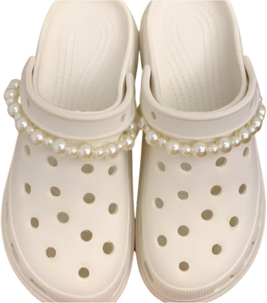 Pearl Shoe Chains, Bling Shoe Charms Decoration for Women Halloween Christmas Party Favors | Amazon (US)