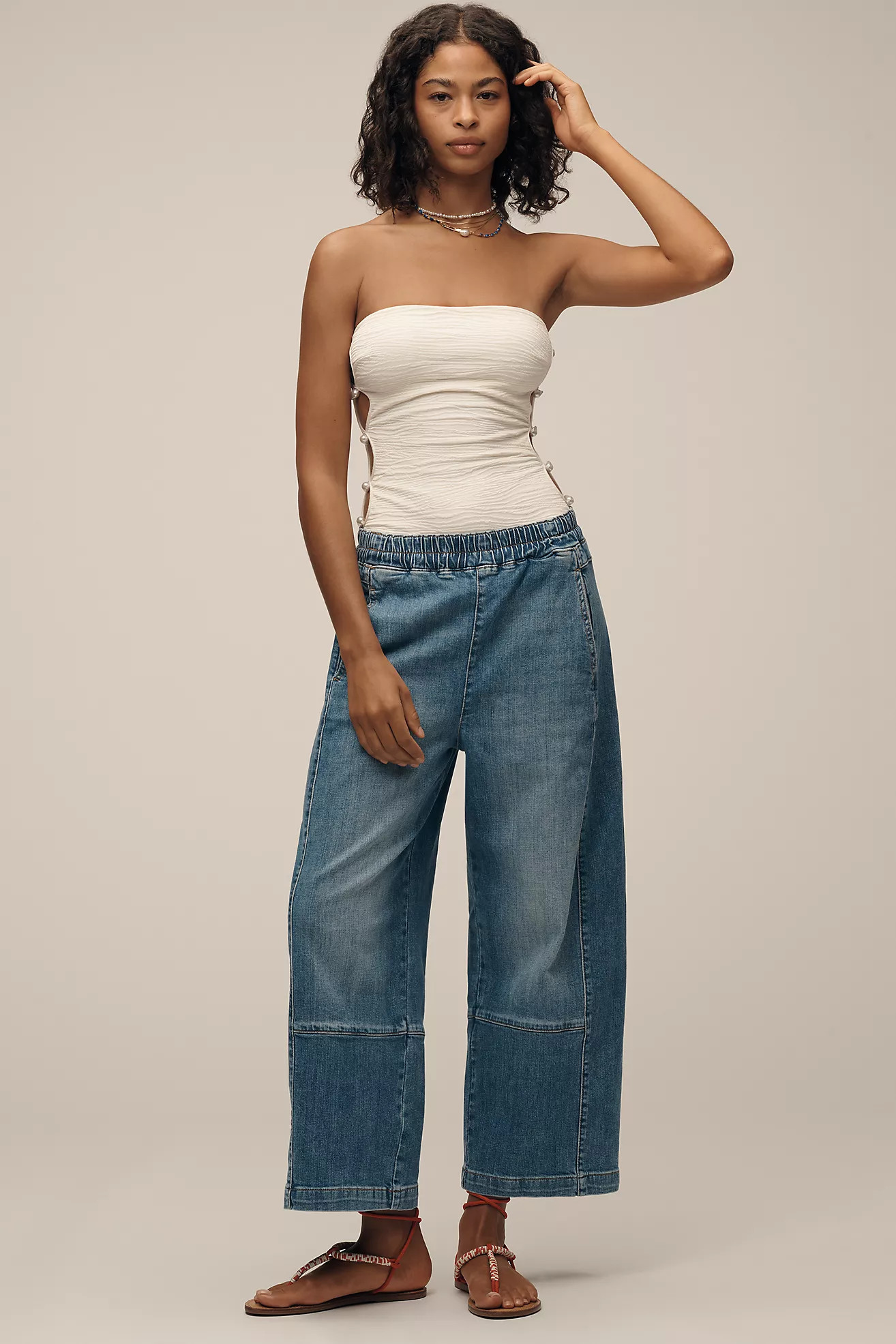 The Izzie Relaxed Pull-On Barrel Jeans by Pilcro | Anthropologie (US)