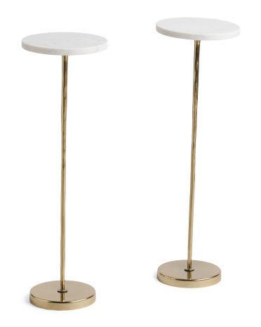 Set Of 2 Marble And Metal Drink Tables | TJ Maxx