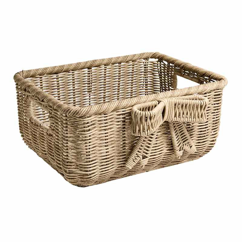 Light Grey Lacey Rectangle Resin Bow Basket, Small | At Home