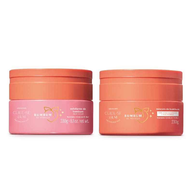 Combo Bumbum de Pêssego: Creme Esfoliante 230g + Máscara de Hidratação 230g | O Boticário | oBoticario (BR)