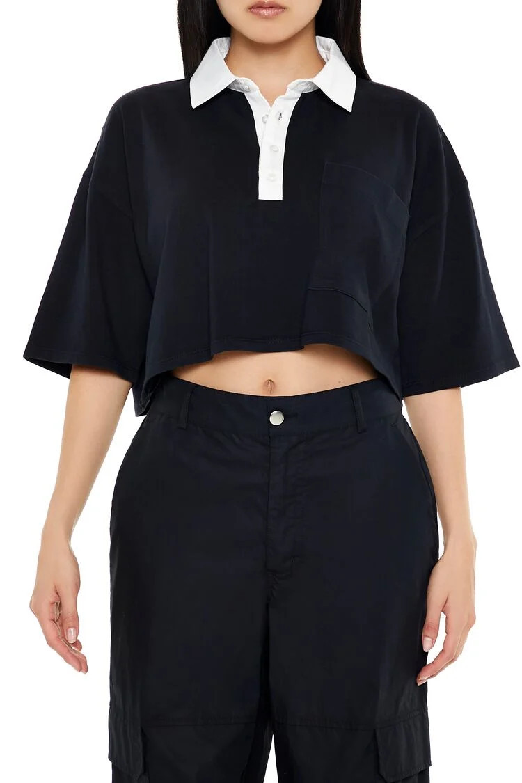 Cropped Rugby Shirt | Forever 21