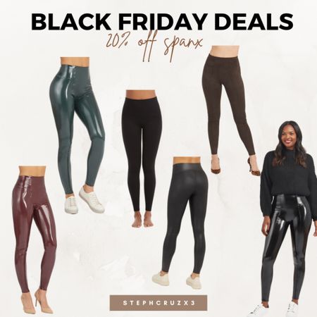 Spanx 20%off Black Friday sale!! Faux patent leather leggings are my favorite and they don’t have that funny sound when you walk  

#LTKGiftGuide #LTKHoliday #LTKCyberweek
