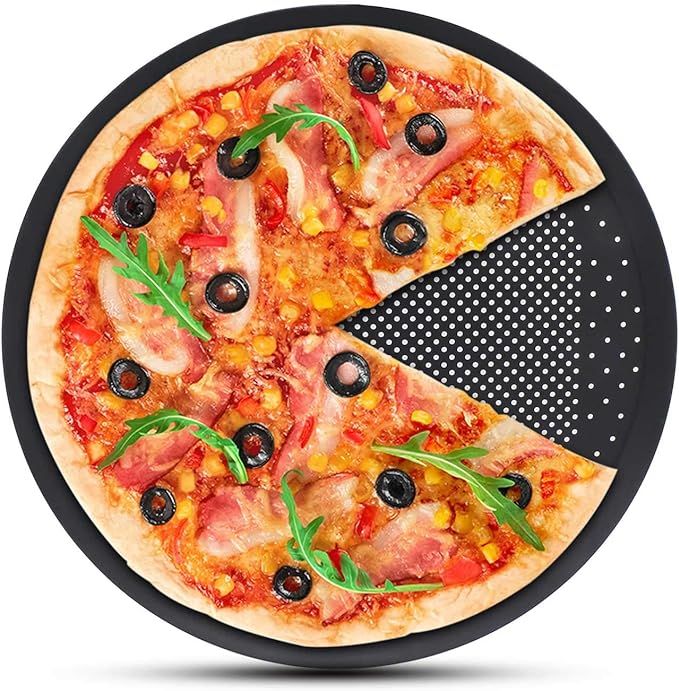 Perforated Pizza Crisper, Segarty 12 inch Pizza Plate for Oven, Thickened Steel Round Pizza Pan w... | Amazon (US)