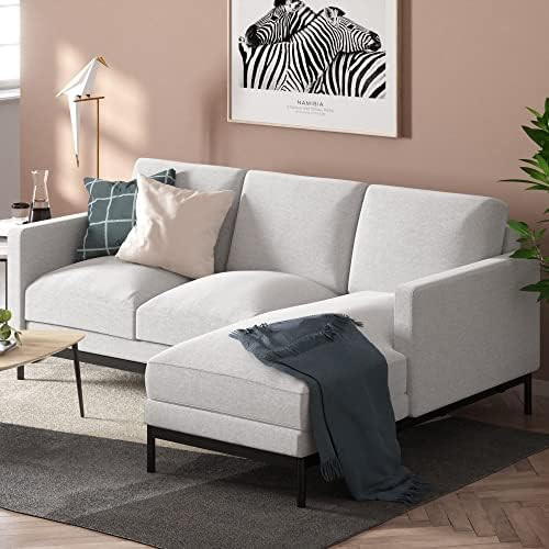 ZINUS Logan Reversible Sectional Chaise / L-Shaped Sofa / Green Tea Infused Foam Cushions / Tool-... | Amazon (US)