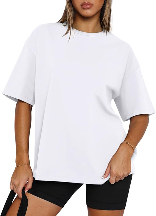 REORIA Womens Oversized Workout T Shirts Summer Crewneck Athletic Plus Size Tops Trendy Clothes 2... | Amazon (US)