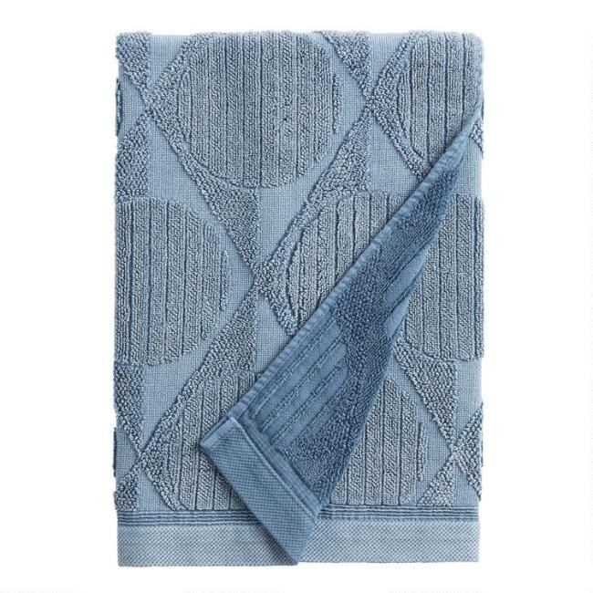 Indigo Sunfaded Sculpted Dot Claude Bath Towel | World Market