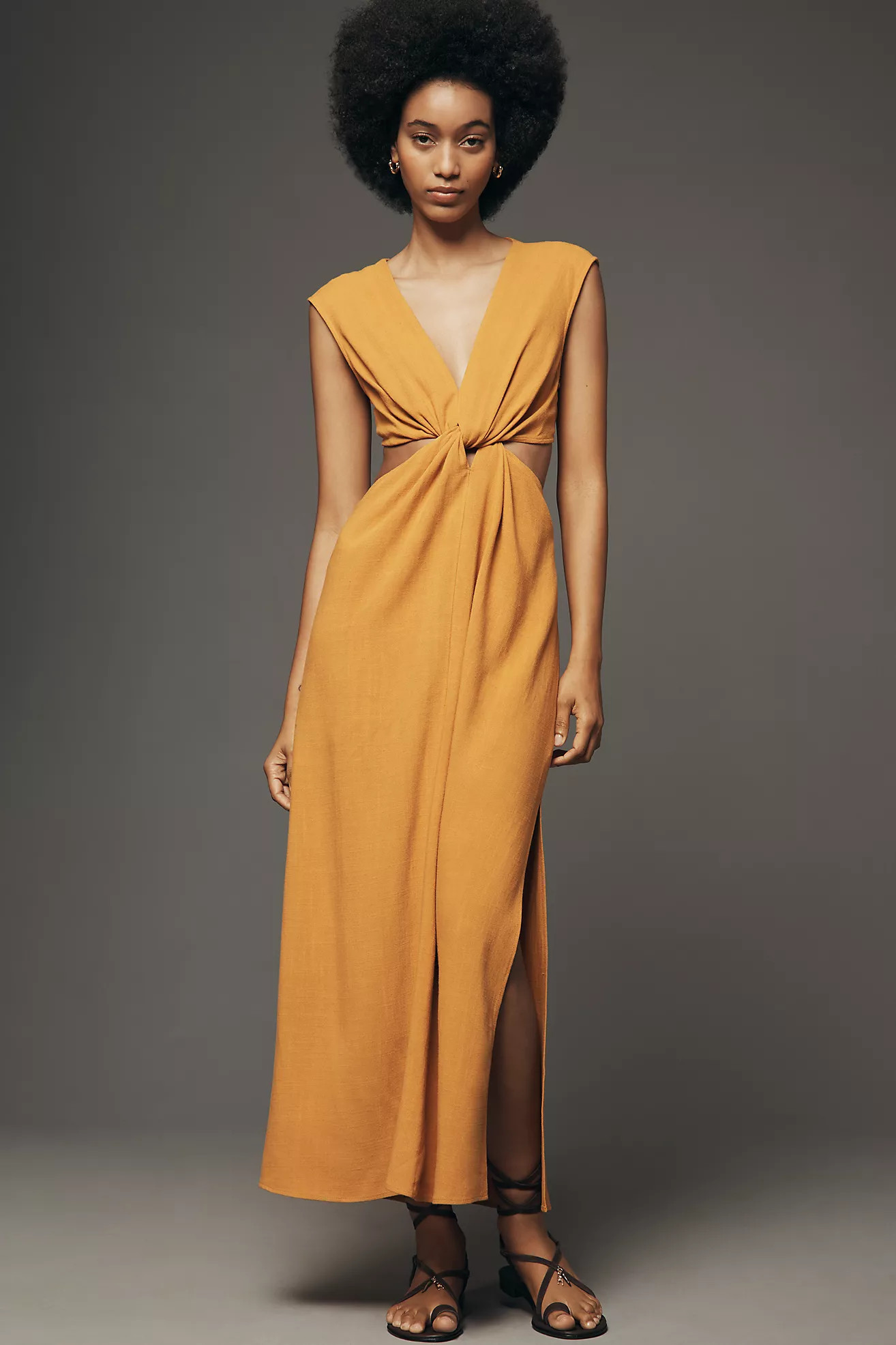 By Anthropologie V-Neck Cutout Midi Dress | Anthropologie (US)